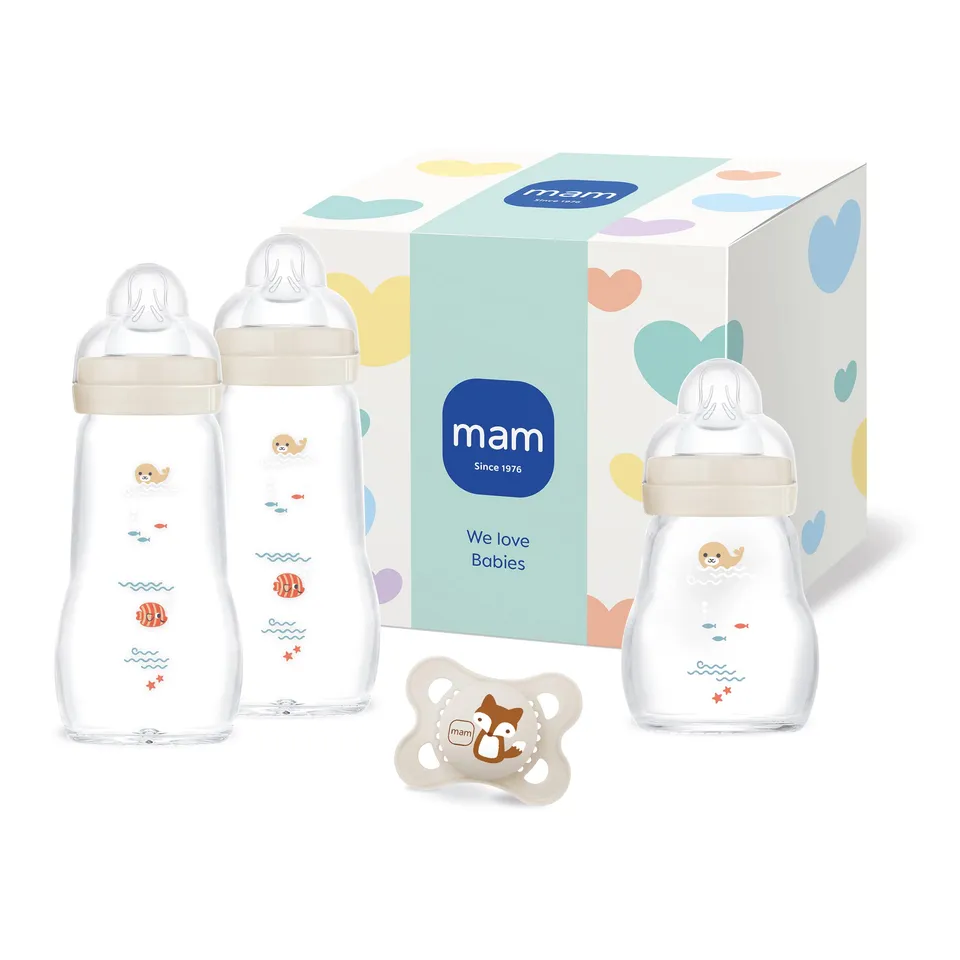 mam-feel-good-glass-bottle-geschenk-set-3-glasflaschen-0-monate-1-mam-original-s image 1