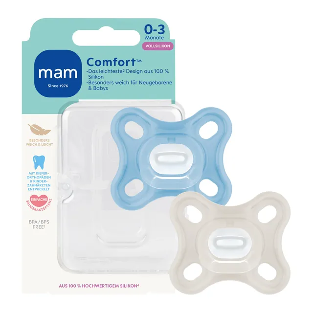 mam-comfort-schnuller-0-3-monate-2-st-ck-100-silikon-baby-schnuller-f-r-fr-h-neu image 1