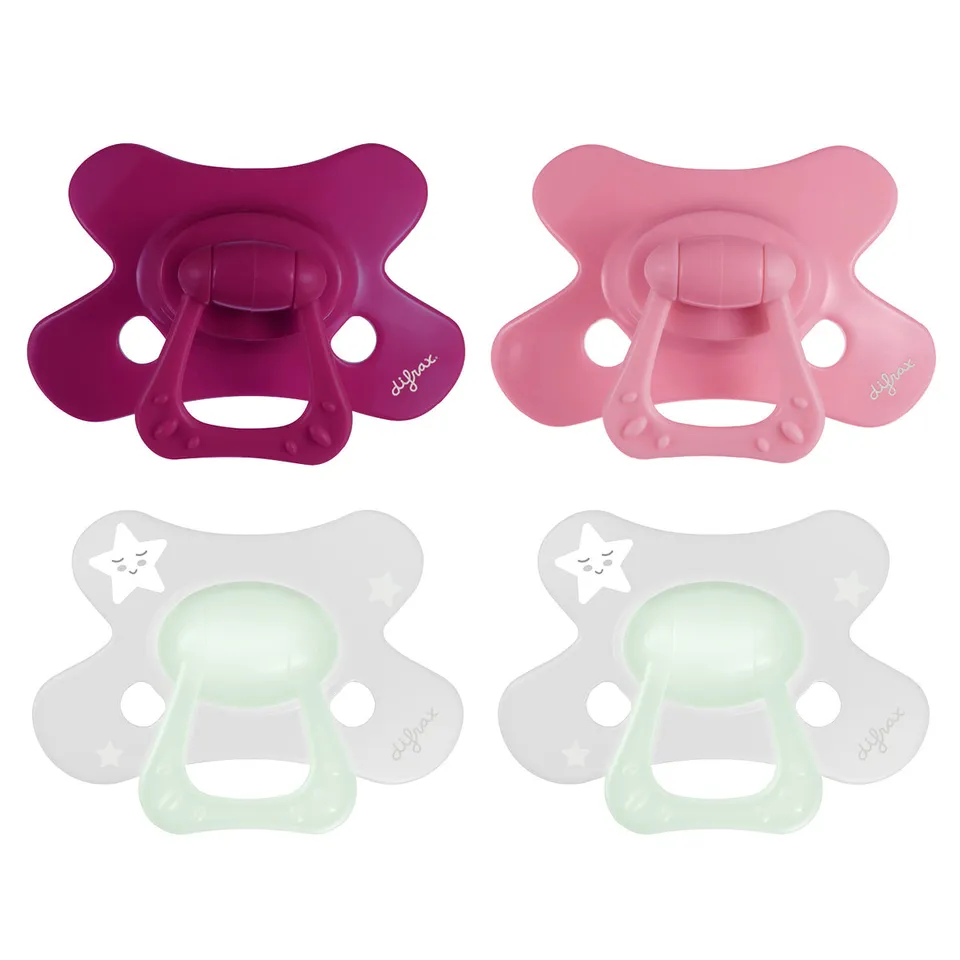 difrax-schnuller-natural-12m-pure-glow-wildberry-raspberry-4er-pack image 1