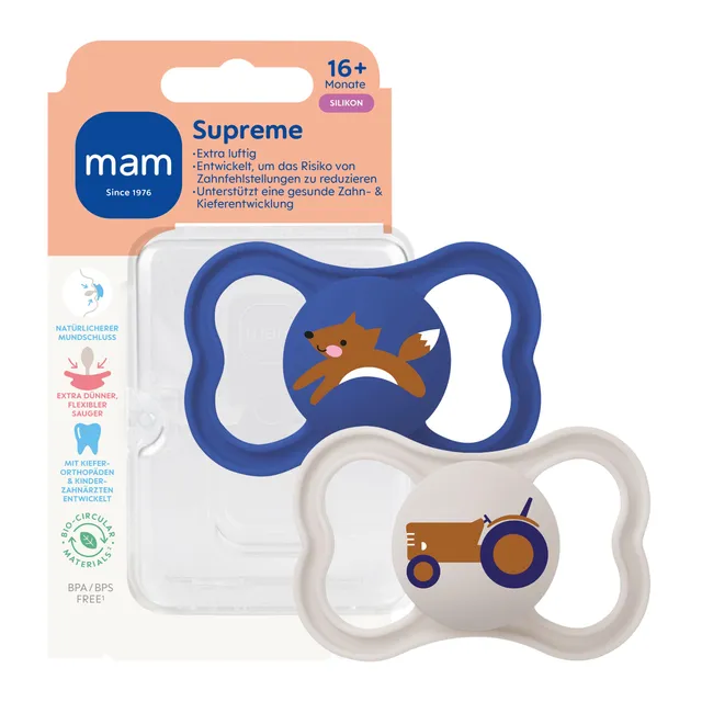 mam-supreme-schnuller-16-monate-skinsoft-silikon-beugt-zahnfehlstellungen-vor-fu image 1