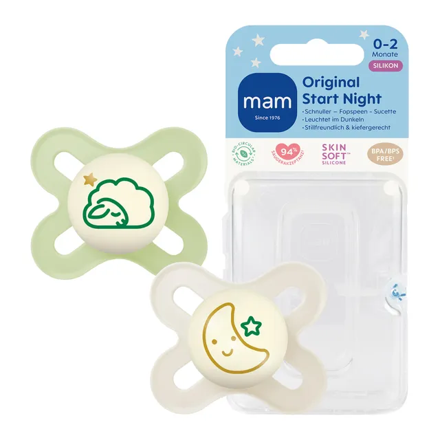 mam-original-start-night-schnuller-0-2-monate-skinsoft-silikon-leuchtend-stillfr image 1